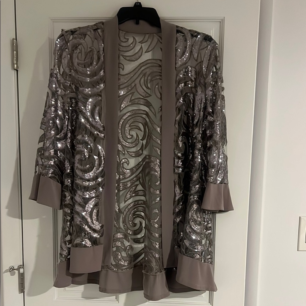 R & M Richards Silver Gray Blazer Elegant Lightweight Jacket